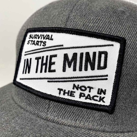 Survival Starts IN THE MIND Not‎ In The Pack Snapback Hat Patch Trucker Mesh - Picture 2 of 6